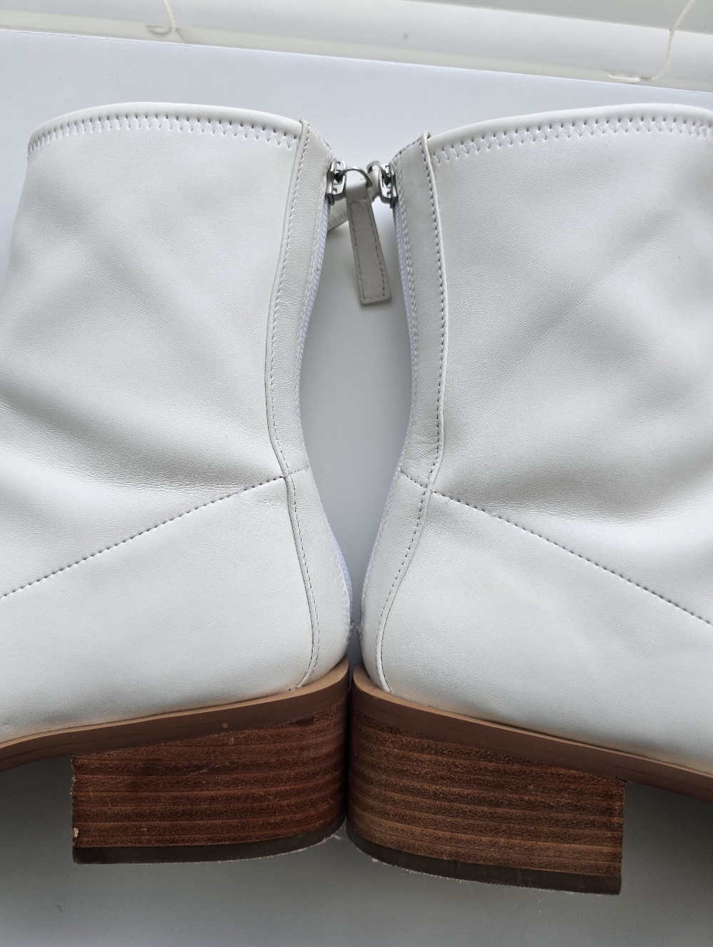 Paolo Women's White Leather Ankle Boots - Classic Block Heel - Picture 11 of 15